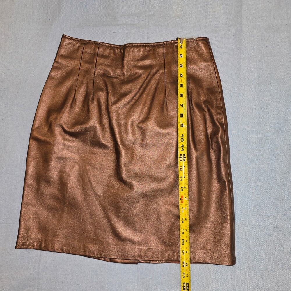 EVAN DAVIES WOMEN's Copper metallic GENUINE REAL LEATHER LINED SKIRT SIZE 14. - Picture 4 of 5